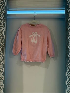Girls' Pink Ballet Slipper Knit Sweater